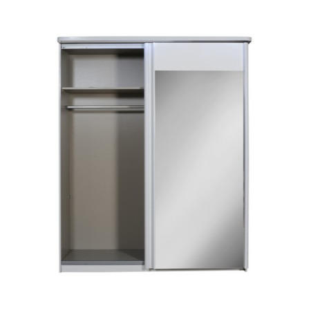 Sciae Opus 36 Mirrored 2 Door Wardrobe with Lighting in White High Gloss