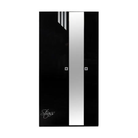 Sciae Strass Lacquered Black Gloss and Rhinestone 2 Door Wardrobe
