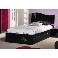 Sciae Strass Lacquered Black Gloss Double Bed Frame
