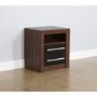 Mountrose Biarritz 2 Drawer Bedside Table in Black Gloss and Walnut