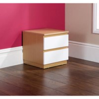 Mountrose Faro 2 Drawer Bedside Table in White Gloss and Oak