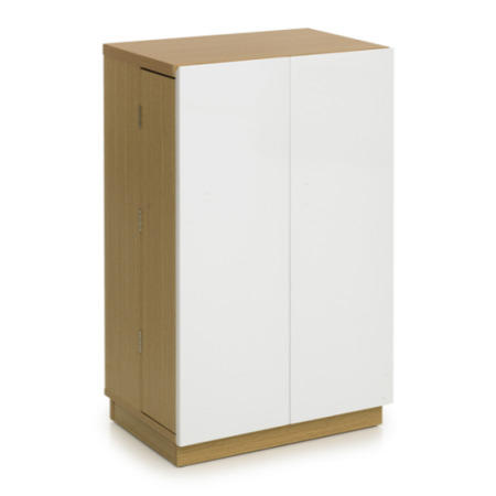 Algarve Media Hideaway Unit in White Gloss and Oak - 