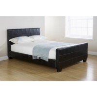 Mountrose Boston Faux Leather Checked Bed Frame - double