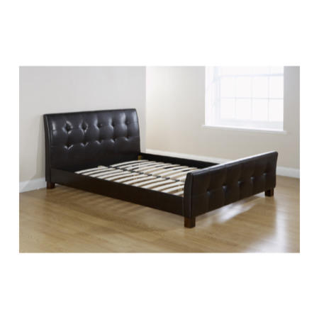 Mountrose Chelsea Faux Leather Double Bed Frame - brown