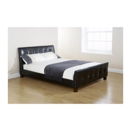 Mountrose Chelsea Faux Leather Double Bed Frame - brown