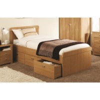 Mountrose Oakdale Bed Frame with 3 Drawers - double in oak