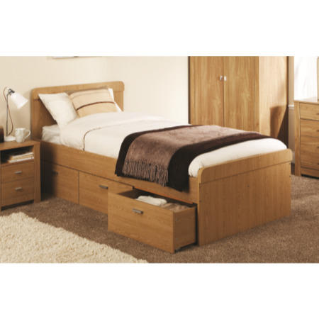 Mountrose Oakdale Bed Frame with 3 Drawers - double in oak