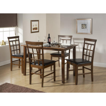 Mountrose Bude Solid Wood Dining Set in Dark Wood Stained Lacquer