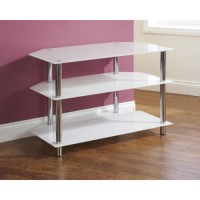 Mountrose Odyssey Glass and Chrome Corner TV Unit in White