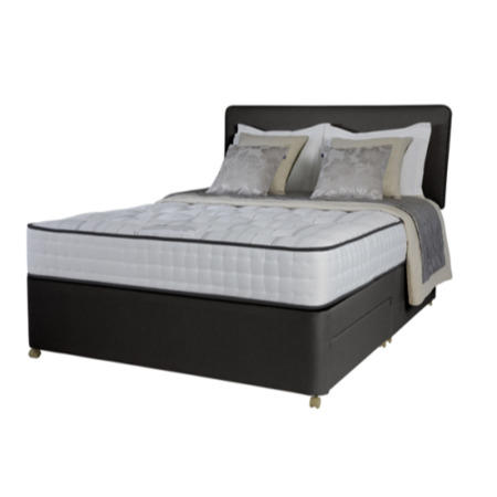 Silentnight Venice 1400 Pocket Ortho Platform Top Divan and Mattress in Charcoal - single with 2 dra