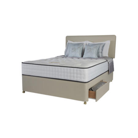Silentnight Monza 1000 Pocket Tufted Sprung Edge Divan and Mattress in Cream - double with 4 drawers