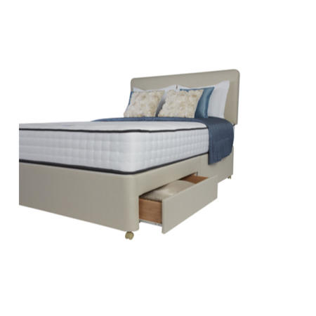 Rest Assured Latina 1000 Pocket Tufted Platform Top Divan and Mattress in Cream - single with no storage