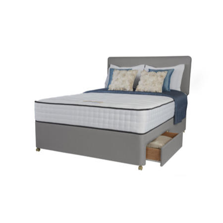 Rest Assured Andria 2000 Pocket Memory Platform Top Divan and Mattress in Grey - single with no storage