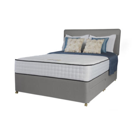 Rest Assured Andria 2000 Pocket Memory Platform Top Divan and Mattress in Grey - single with no storage