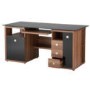 Saratoga Office Desk Glass Top Desk in Walnut and Black - Alphason Designs