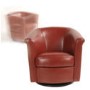 Zeba Leather Swivel Tub Chair - cream