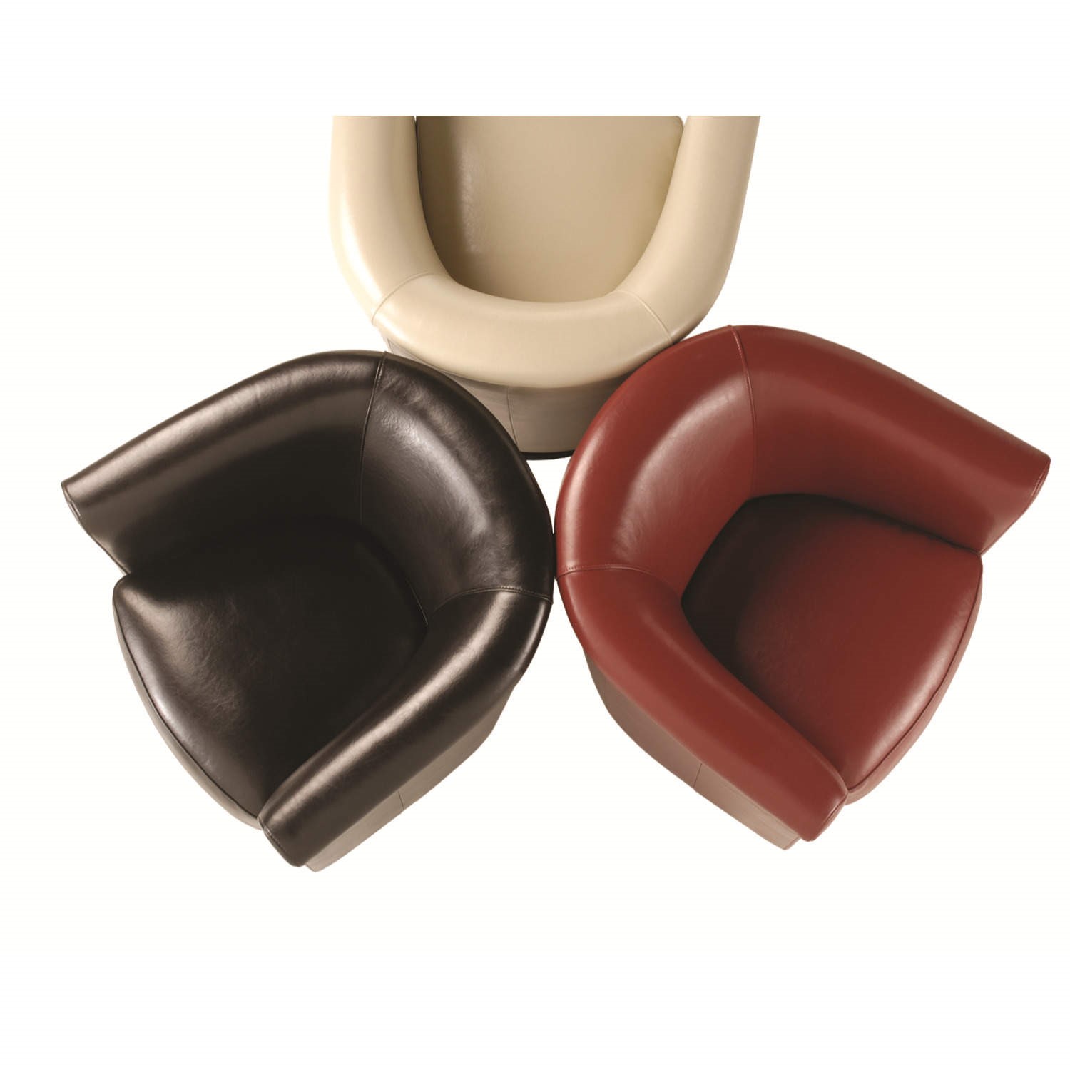 Zeba Leather Swivel Tub Chair antique brown Furniture123