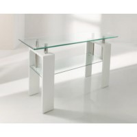 Wilkinson Furniture Cailco Glass Top Console Table in White