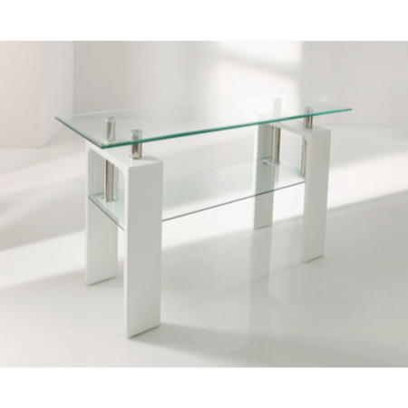 Wilkinson Furniture Cailco Glass Top Console Table in White