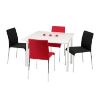 Wilkinson Furniture Vita Dining Set with Red and Black Chairs
