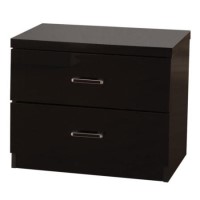 Seconique Charisma High Gloss Black 2 Drawer Bedside Table