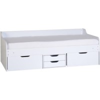 Single White Wooden Day Bed with Storage Drawers - Dante - Seconique