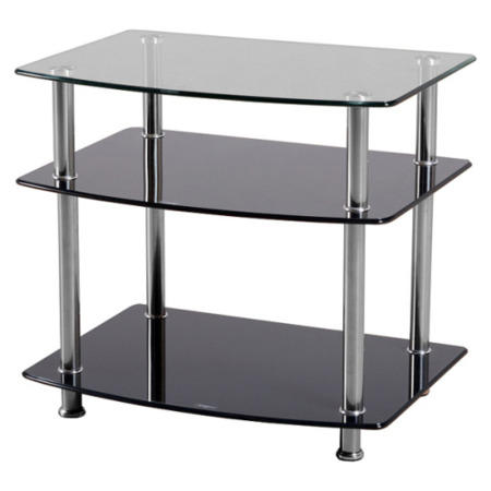 Seconique Hattie Hi Fi Unit in Black and Clear Glass and Chrome