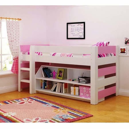 GRADE A2 Seconique Lollipop Girls Mid Sleeper Bed in White and Pink Furniture123