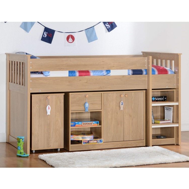 Seconique Merlin Study Mid Sleeper in Oak Effect