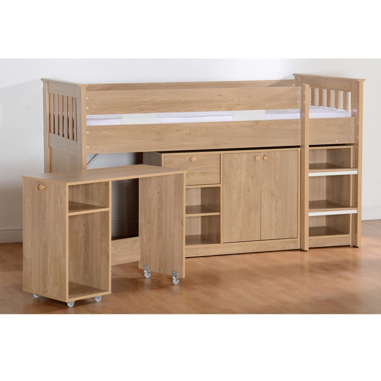 Seconique Merlin Study Mid Sleeper in Oak Effect