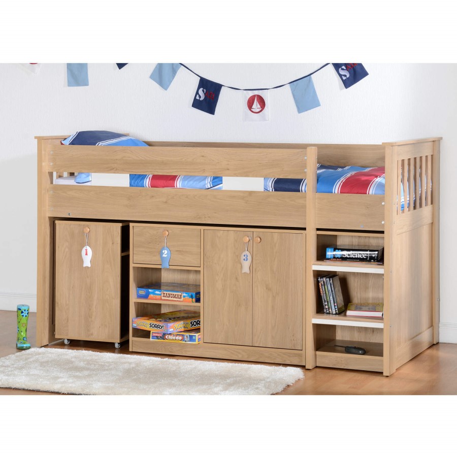GRADE A1 - Seconique Merlin Study Mid Sleeper in Oak Effect