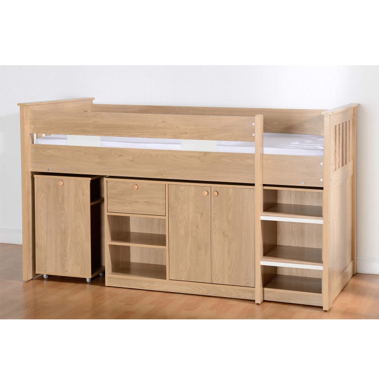 Seconique Merlin Study Mid Sleeper in Oak Effect