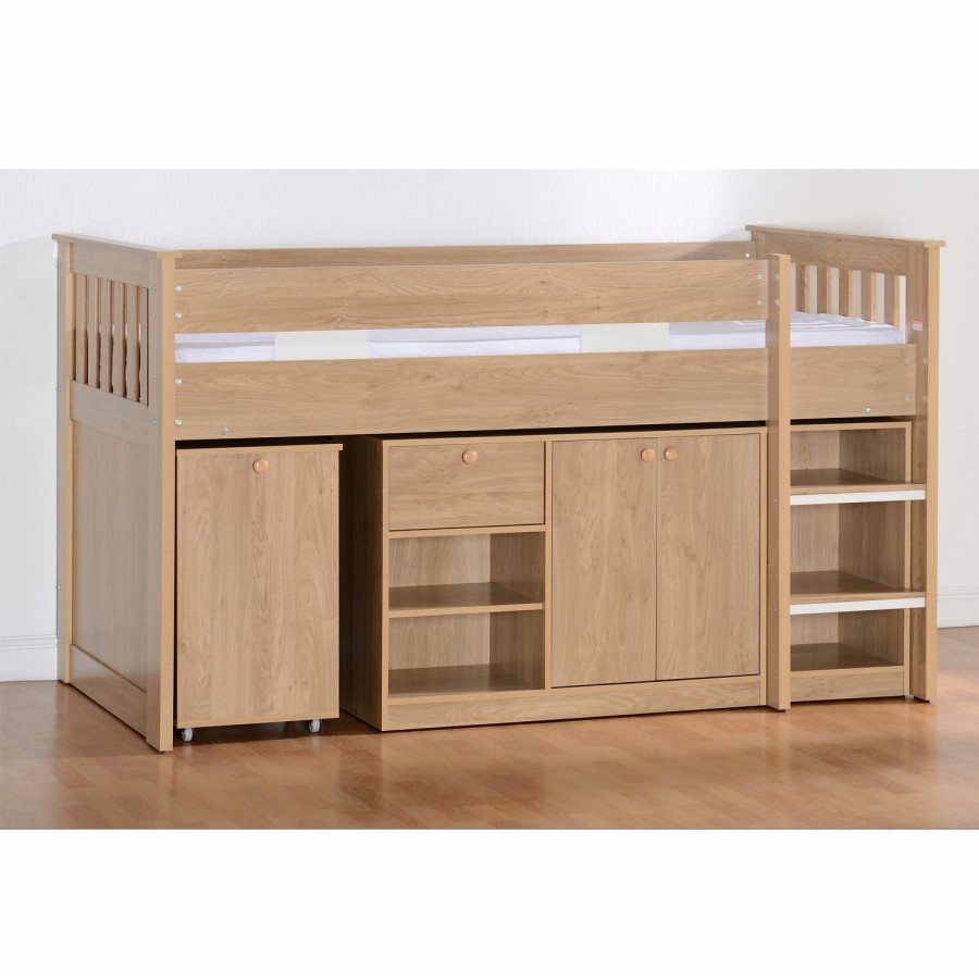 GRADE A1 - Seconique Merlin Study Mid Sleeper in Oak Effect
