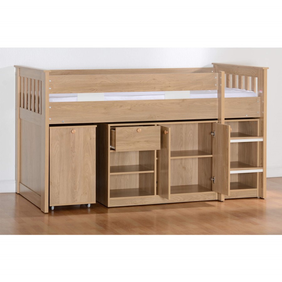 GRADE A1 - Seconique Merlin Study Mid Sleeper in Oak Effect