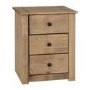 Pine Rustic 3 Drawer Bedside Table - Panama - Seconique