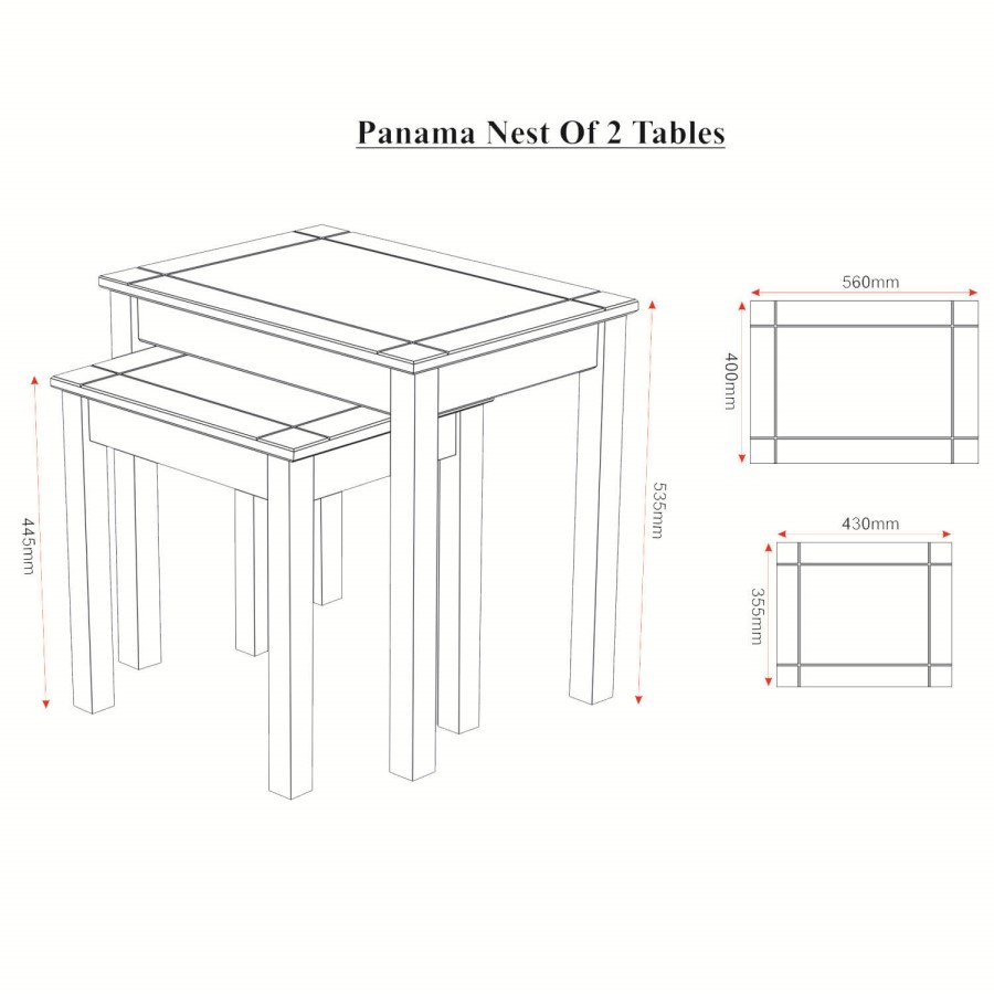Seconique Panama Solid Pine Nest of 2 Tables