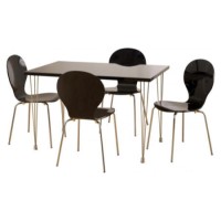 Roxanne High Gloss Rectangular Dining Set in Black