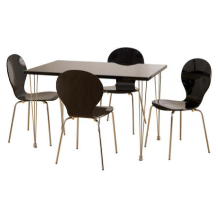 Roxanne High Gloss Rectangular Dining Set in Black