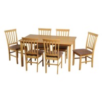 Seconique Selina Dining Set in Oak with 6 Chairs