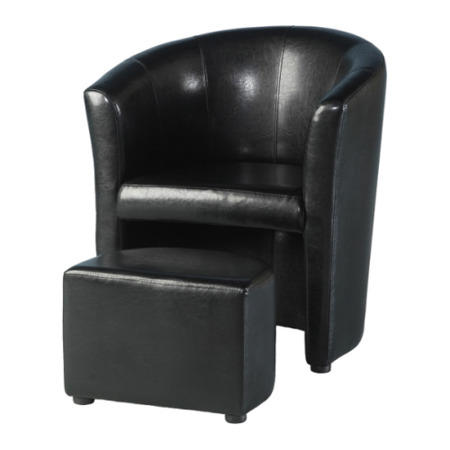 Seconique Tempo Tub Chair with Footstool in Black