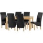 GRADE A2 - Seconique Belgravia Dining Set in Natural Oak with Black Chairs