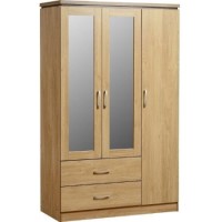Charles 3 Door 2 Drawer Mirrored Wardrobe in Oak