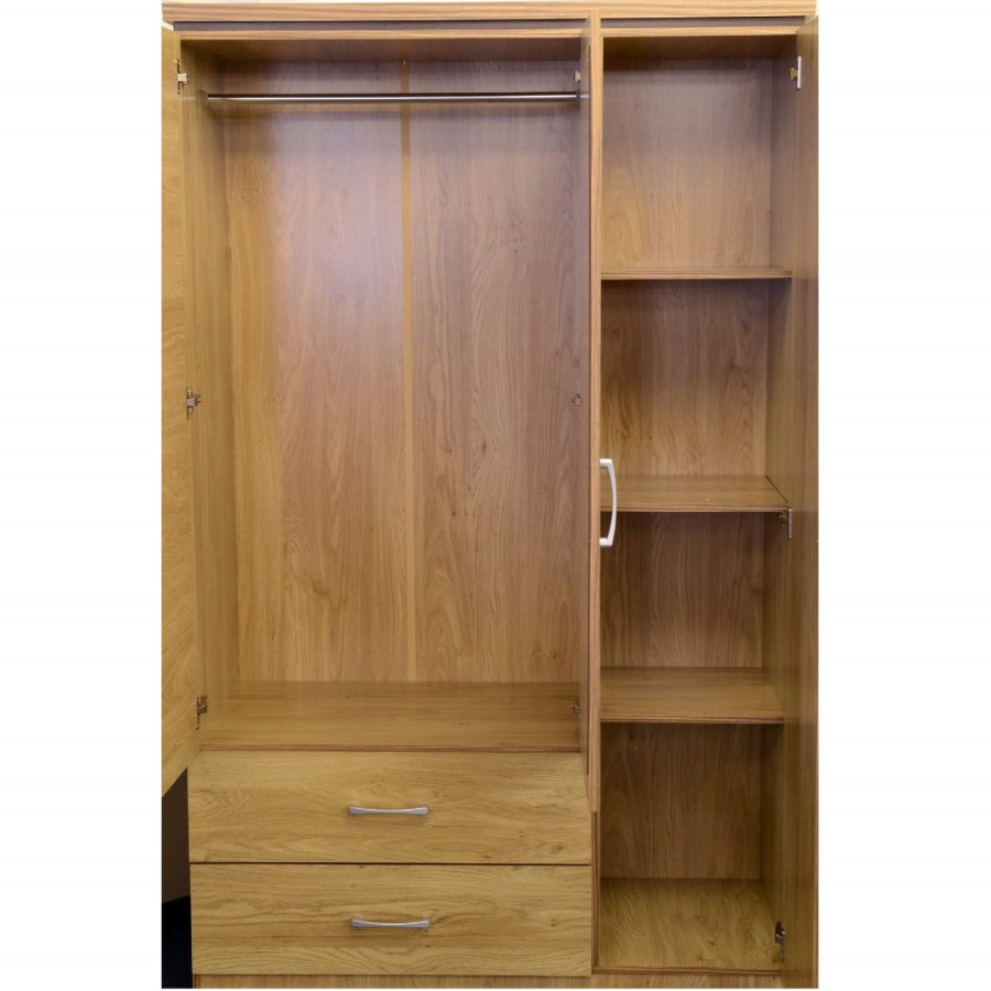 Charles 3 Door 2 Drawer Mirrored Wardrobe in Oak