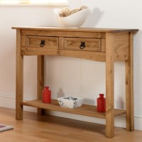 Seconique Original Corona Pine 2 Drawer Console Table with Shelf