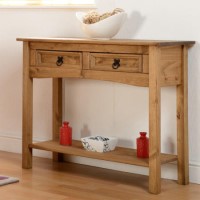 Seconique Original Corona Pine 2 Drawer Console Table with Shelf Seconique Original Corona Pine 2 Drawer Console Table with Shelf