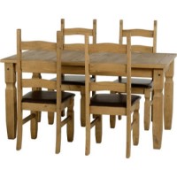 Seconique Original Corona Pine 4 Seat Dining Set with Brown Seat Pads