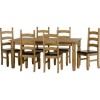 GRADE A1 - Seconique Corona Pine Dining Set +6 Brown Faux Leather Dining Chairs