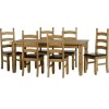 Seconique Corona Solid Pine Dining Set with 6 Brown Dining Chairs