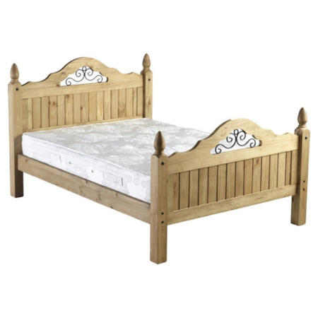 Original Corona Solid Pine Double Scroll Bed Frame