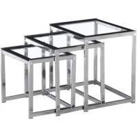 GRADE A2 - Seconique Henley Nest of Tables in Glass and Black